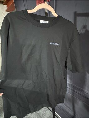 Off-White Black Crew Neck T-Shirt with Small White Logo Authentic NWT